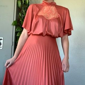 pink lace cape formal dress